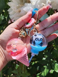 Image 1 of Strawberry Ice Cream and Blue Lollipop Keychains