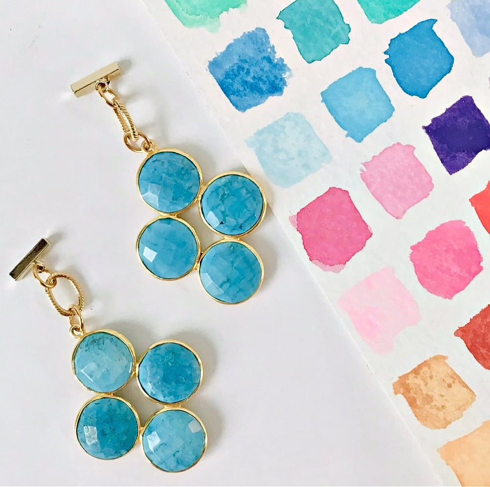 Image of DIAMOND TURQOISE EARRINGS