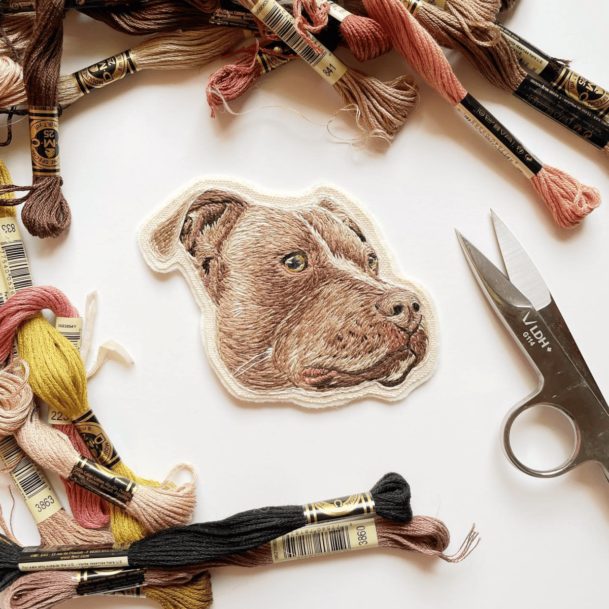Custom Hand Embroidered Pet Portrait Patch