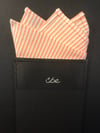 Orange and White Striped Four-Point Pre-Folded Pocket Square (One)