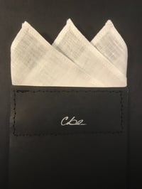 Image 1 of Prefolded 100% White Linen Three-Point Pocket Square 