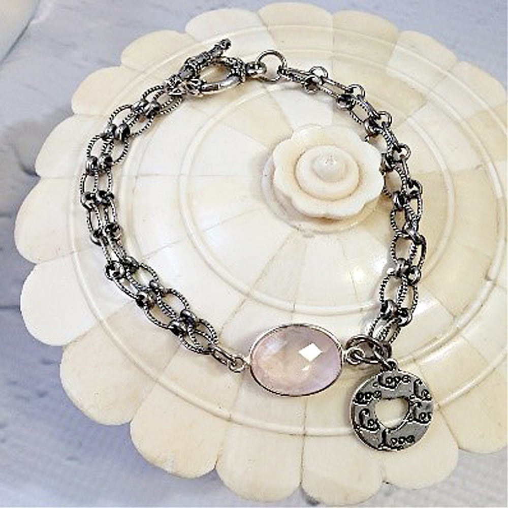 Image of ROSE QUARTZ LOVE CHARM BRACELET