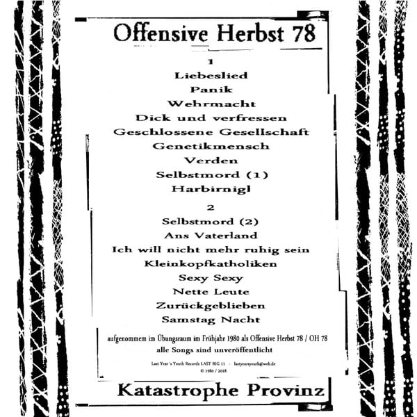 OFFENSIVE HERBST 78 - "Katastrophe Provinz" LP