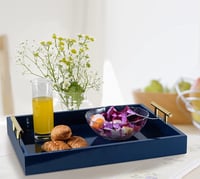 Image 2 of  Navy Blue Glossy Decorative Tray 16x12x3.2 Inch