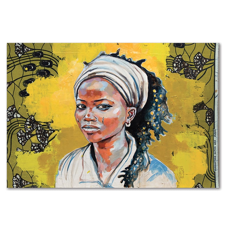 Image of Original Painting - "Fillette Yoruba" - Bénin - 50x73 cm