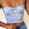 Blue Foral Tube Top