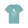 Kids Shirt «Unicorn» Teal Monstera and Hibiscus Rose – Glitter Print