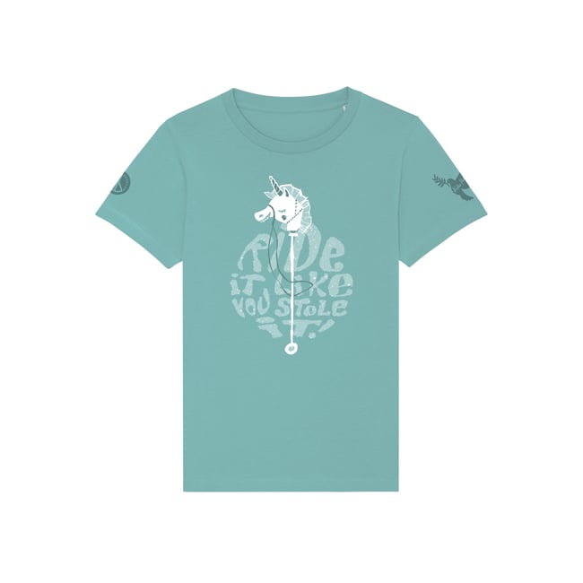 Kids Shirt «Unicorn» Teal Monstera and Hibiscus Rose – Glitter Print