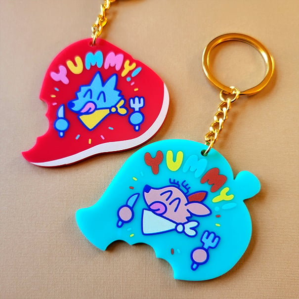 Image of YUMMY! Meat and Veggie Eater Keychains!