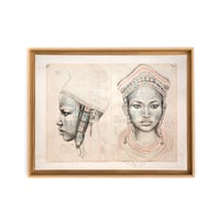 Image 4 of Original Painting - "Visages Peuhls du Bénin" - 46x61 cm