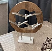 Image 3 of Wood Birds Sculpture, 10" x 3" x 13", Silver