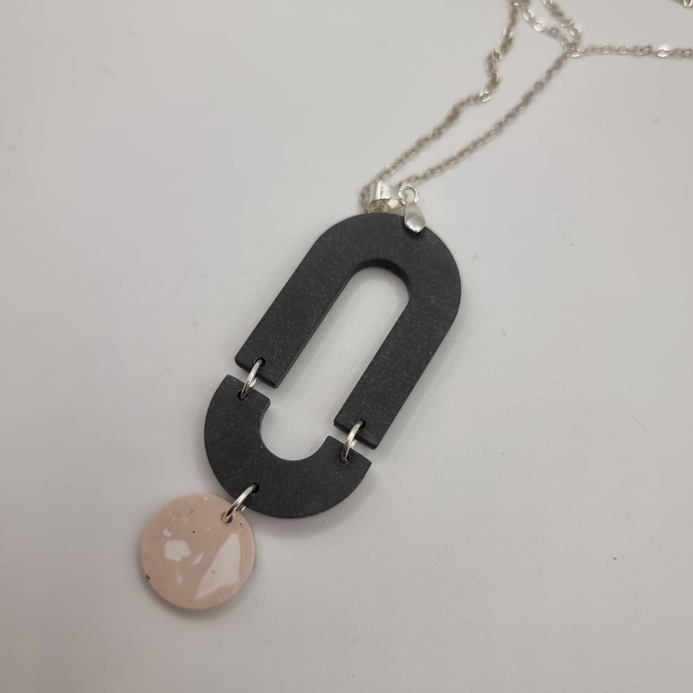 Image of Dark Grey and Pink Abstract Necklace