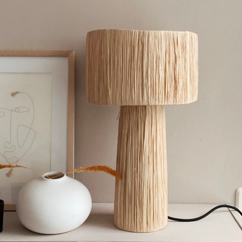 Image of NATURAL RAFFIA LAMPSHADE