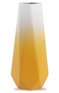 Image 1 of Yellow Ceramic Flower Vase 8in