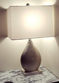 Image 3 of Silver Metal Teardrop Off White Rectangular Table Lamps 24.5" High Set of 2 
