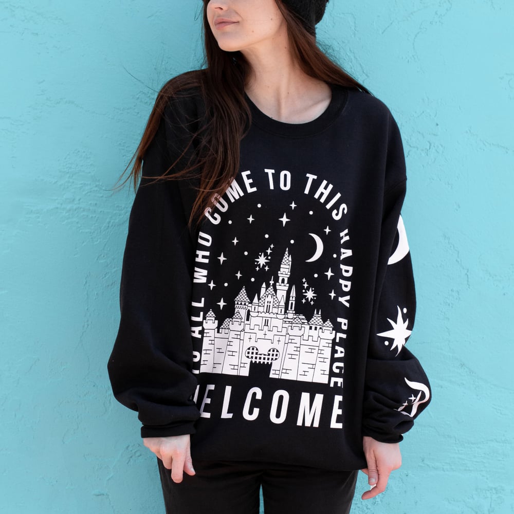 Image of Welcome Crewneck Sweatshirt Black