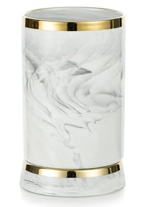 Image 1 of White Marble  with Gold Rim Ceramic Cooking Utensil holder 