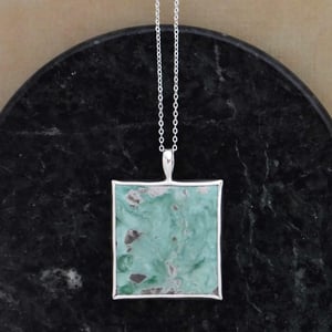 Image of Variscite rectangular shape cabochon cut silver necklace no.2