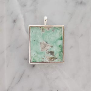 Image of Variscite rectangular shape cabochon cut silver necklace no.2