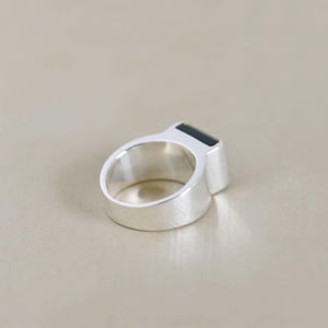 Image of Green Jade square cut wide band silver ring