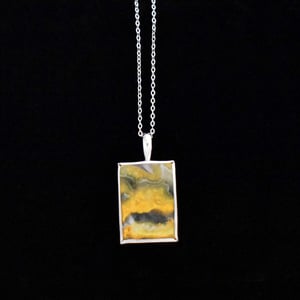 Image of Bumble Bee Jasper rectangular shape cabochon cut silver necklace