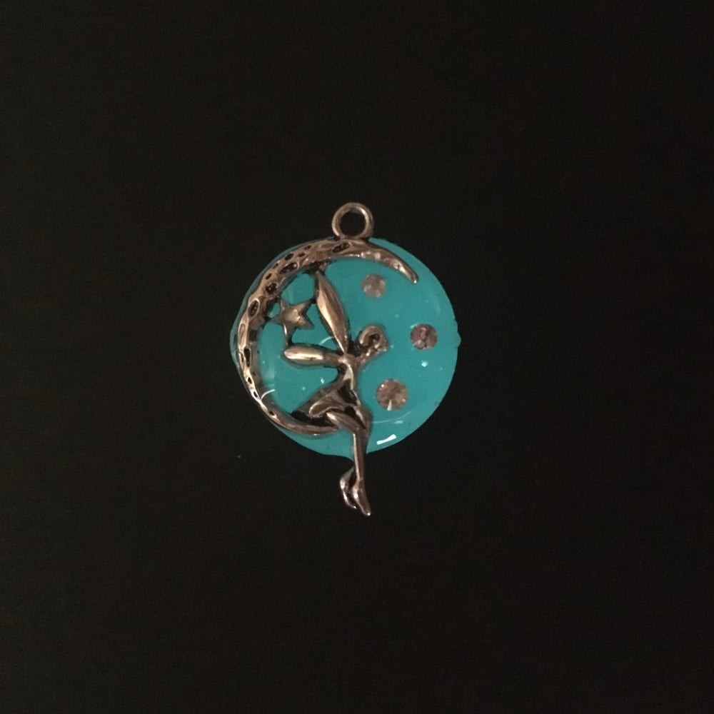 Fairy Moon Resin Antique Silver Necklace