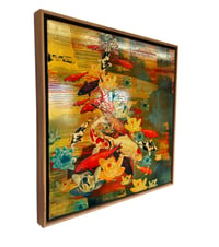 Image 2 of Original Canvas - Koi on Grey-Blue/Cadmium Orange/Gold - 30" x 30"