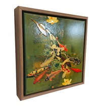 Image 2 of Original Canvas - Koi on Sap Green/Gold - 12" x 12"