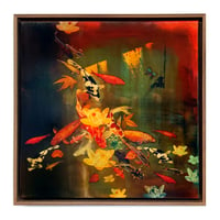 Image 1 of Original Canvas - Koi on Cadmium Orange/Green/Umber - 60cm x 60cm