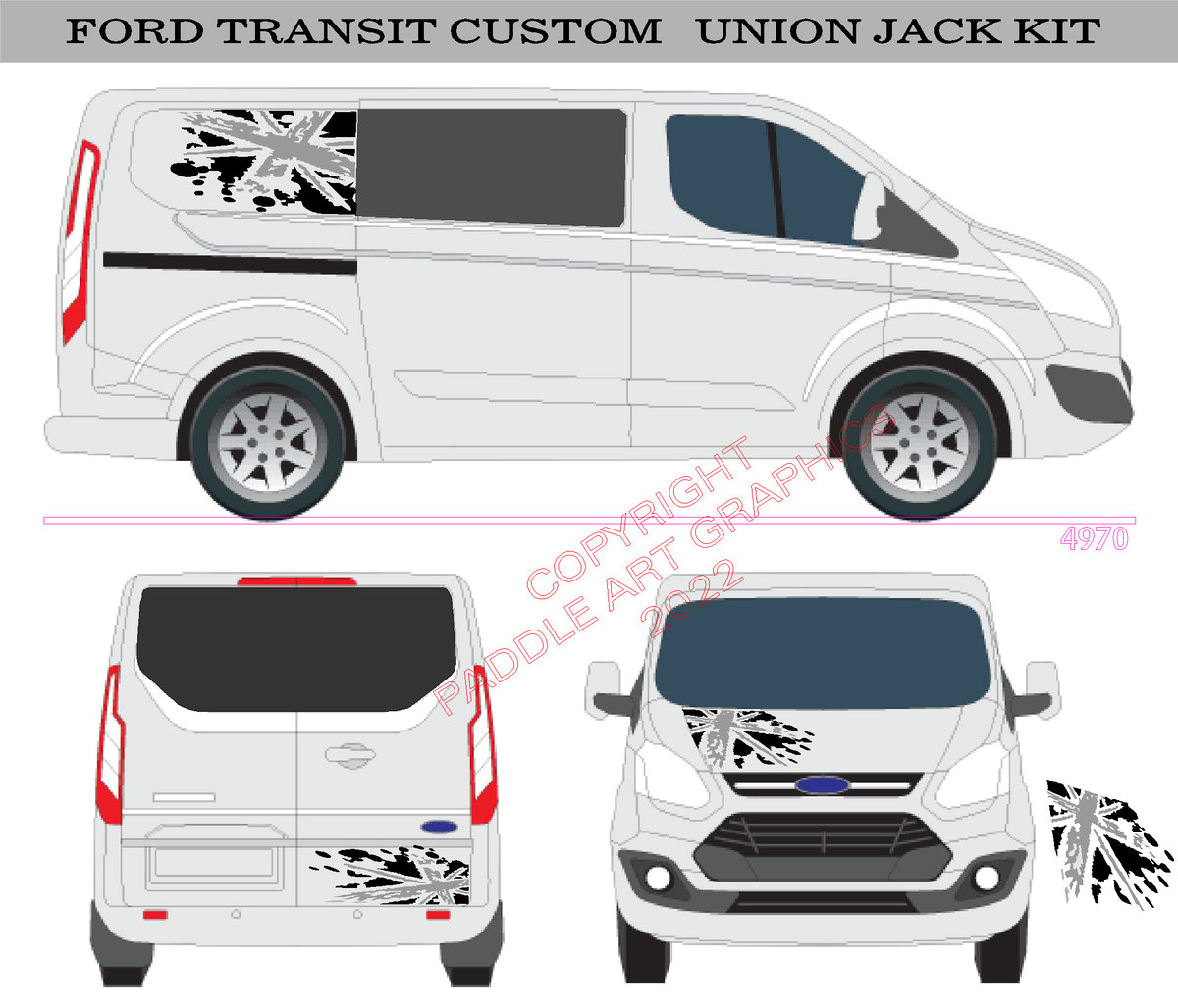 Image of FORD TRANSIT UNION JACK GRAPHICS DECAL KIT