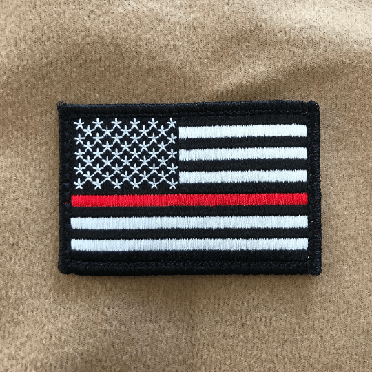 Thin Red Line American Flag Patch, Embroidered, 2 x 3 Patch