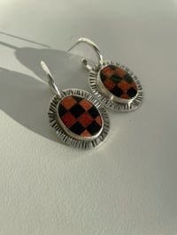 Image 2 of Goldstone & Black Obsidian Charm Hoops