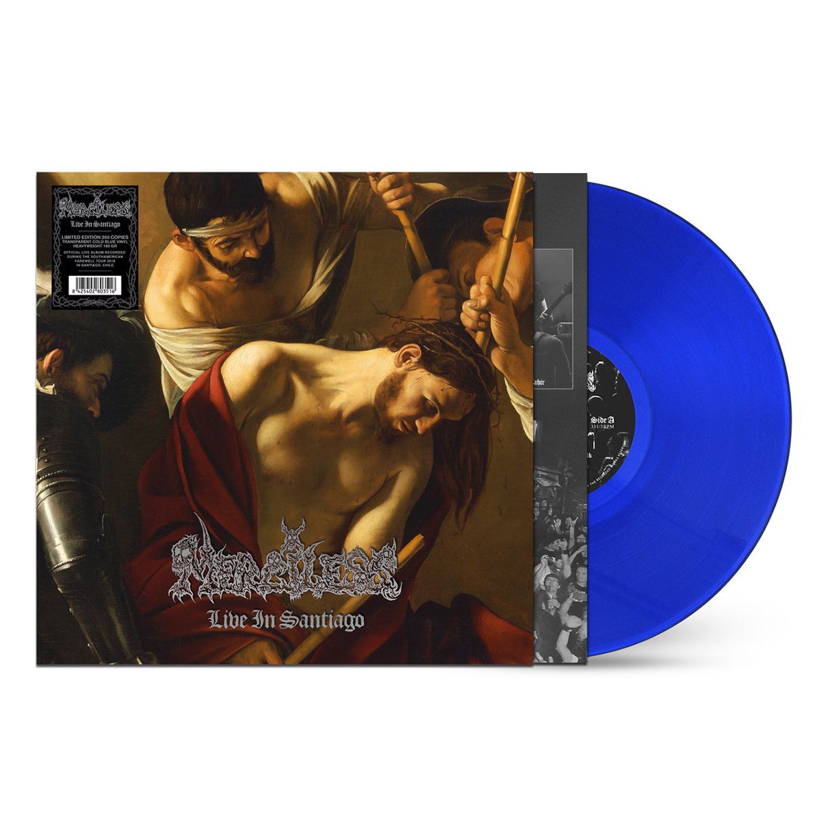 Image of Merciless - Live In Santiago / 180 GR. Transparent Cold Blue Vinyl 12" LP.