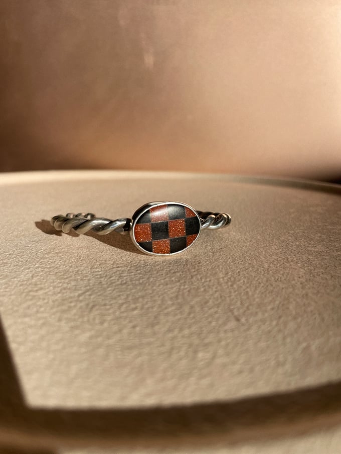 Image of Goldstone & Black Obsidian Checkered Lasso Cuff