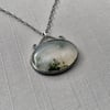 Sterling Silver and Green Moss Agate Necklace