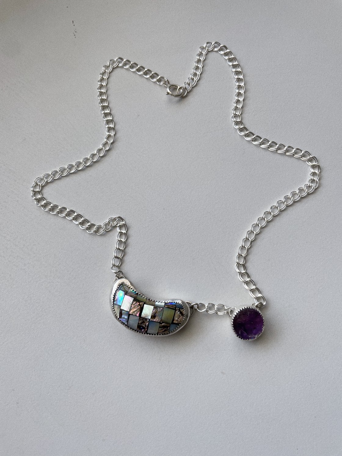 Image of Rainbow Charm Necklace: Abalone & Amethyst 