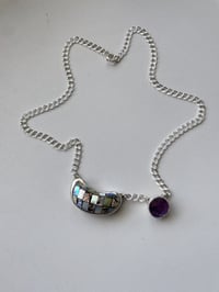 Image 1 of Rainbow Charm Necklace: Abalone & Amethyst 