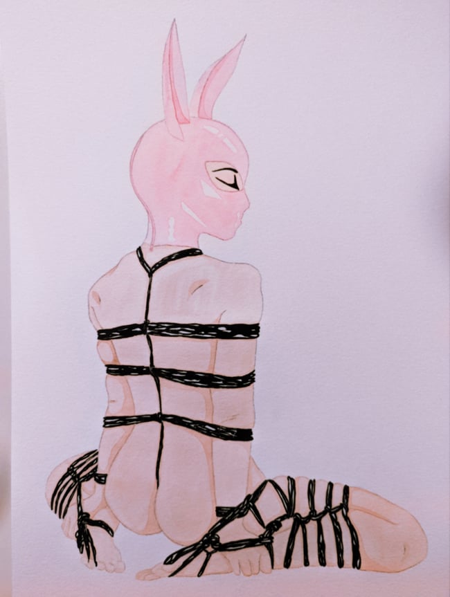 Roxy Shibari Watercolor (framed)