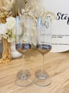 Glass Champagne Flutes (Silver) Set of 2