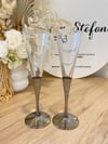 Glass V Champagne Flutes (Silver) Set of 2