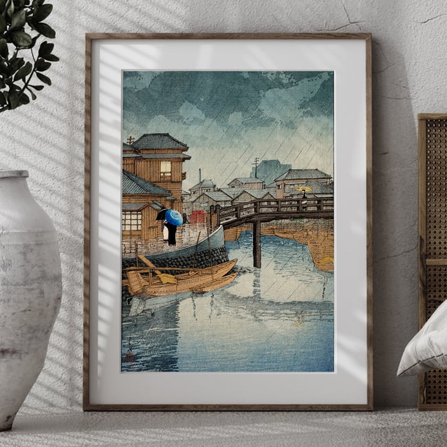 Rainy Season at Ryoshimachi | Kawase Hasui | Ukiyo-e | Japanese Woodblock | Fine Art Print