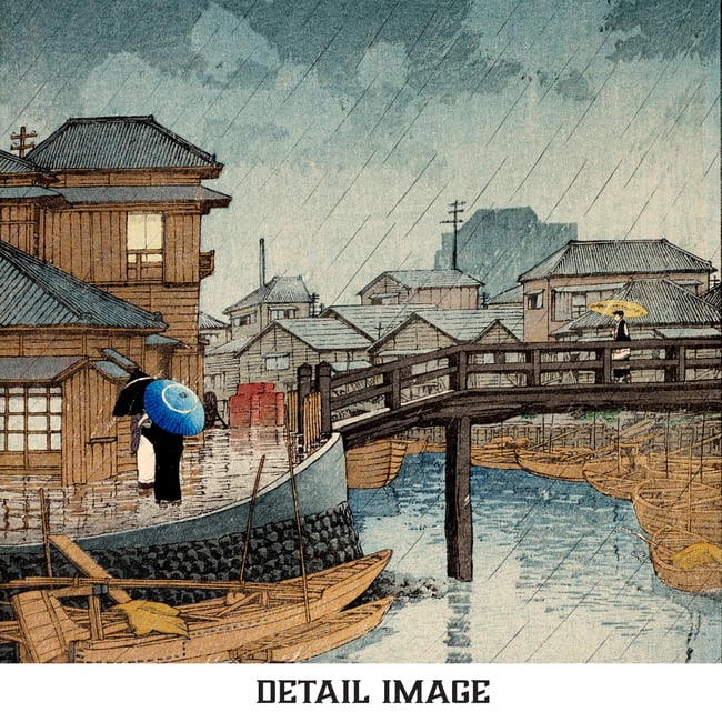 Rainy Season at Ryoshimachi | Kawase Hasui | Ukiyo-e | Japanese Woodblock | Fine Art Print