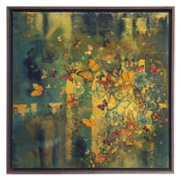 Image 1 of Original Canvas - Butterflies on Greens/Gold - 30" x 30"