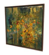 Image 2 of Original Canvas - Butterflies on Greens/Gold - 30" x 30"