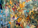 Original Canvas - Butterflies on Greens/Gold - 30" x 30"