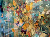 Image 4 of Original Canvas - Butterflies on Greens/Gold - 30" x 30"