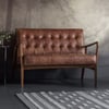 Mid Century Deep Buttoned 2 Seater Leather Sofa