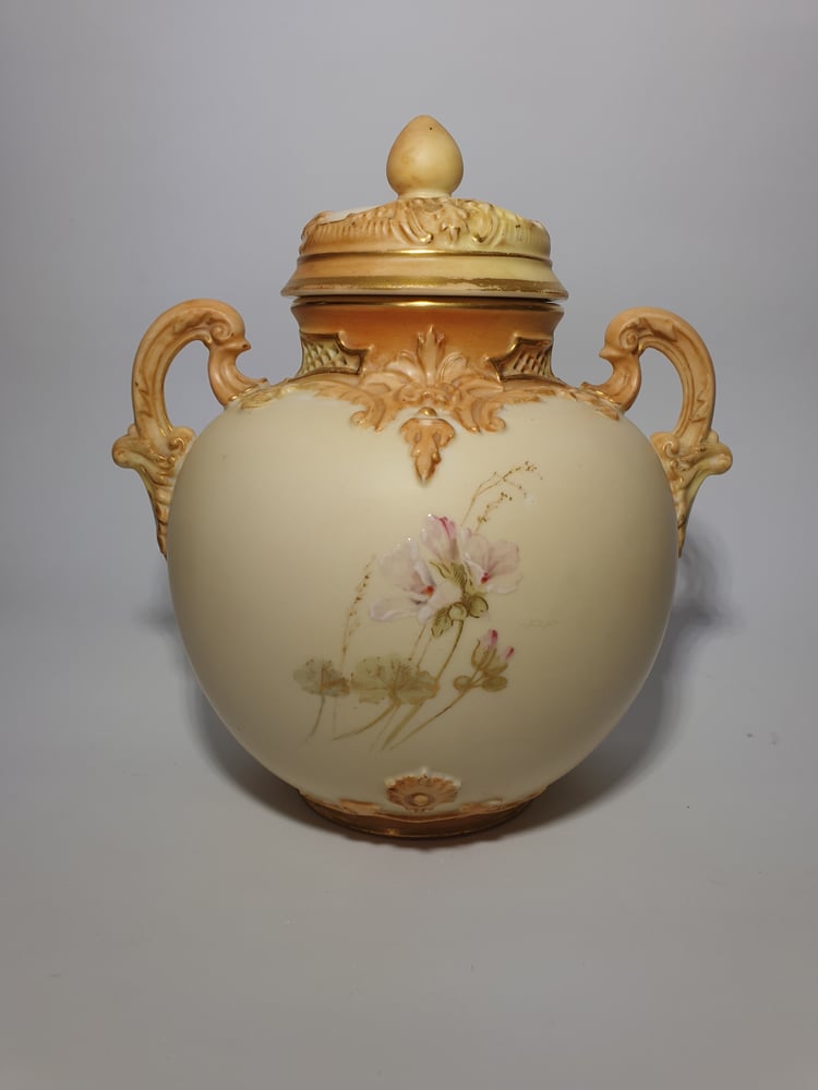 Image of Royal Worcester Scroll Handled Vase & Cover