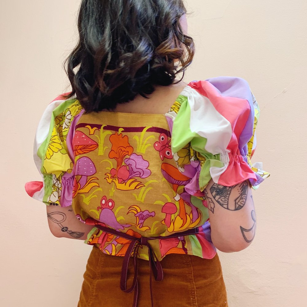 Image of Tea Towel Top — Groovy Shrooms
