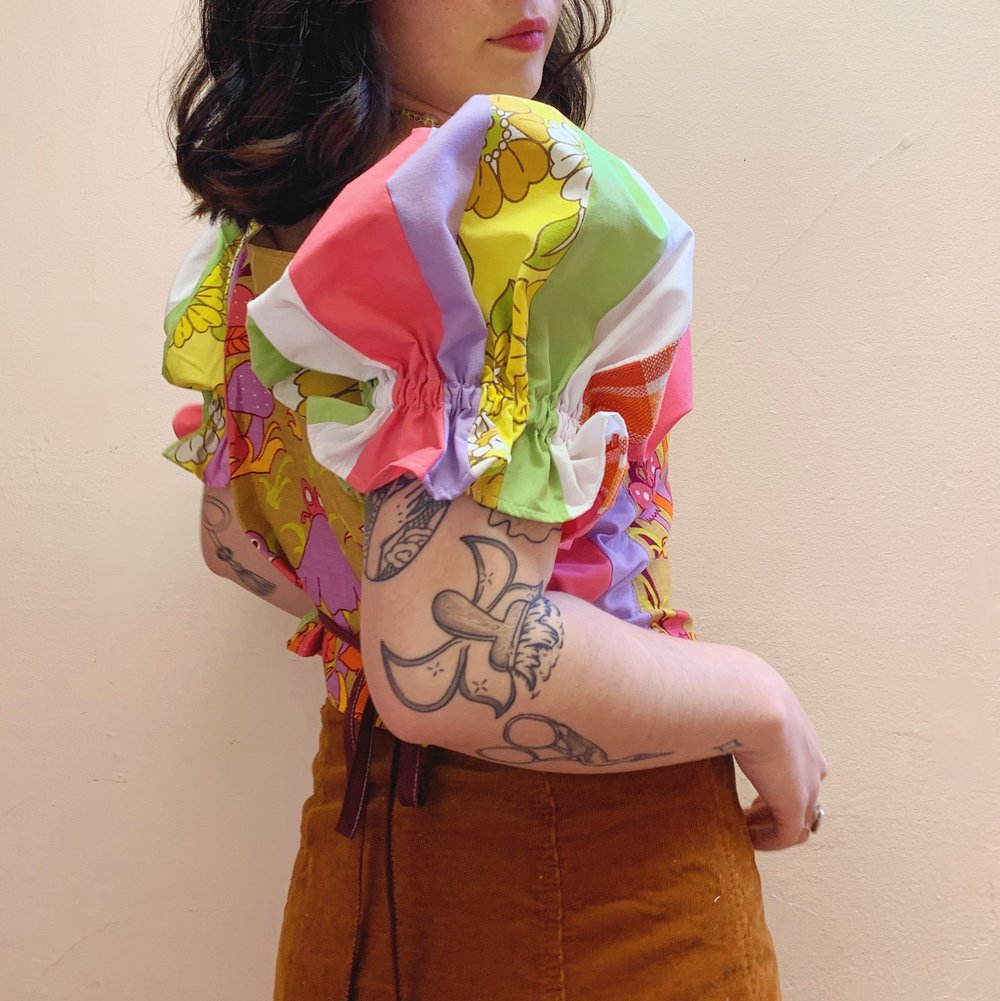 Image of Tea Towel Top — Groovy Shrooms